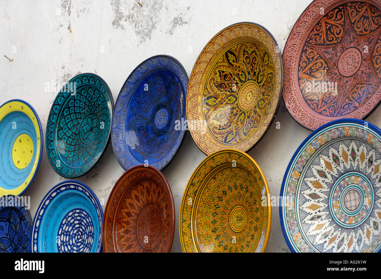 Traditional moroccan ceramic dishes for sale Essaouira Morocco North Africa  Stock Photo - Alamy