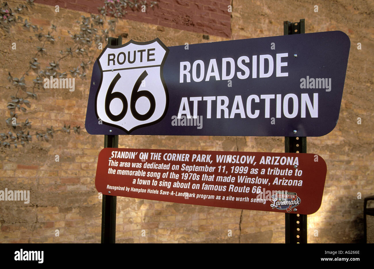 Winslow Arizona USA Standin standing on the corner Route 66 Roadside