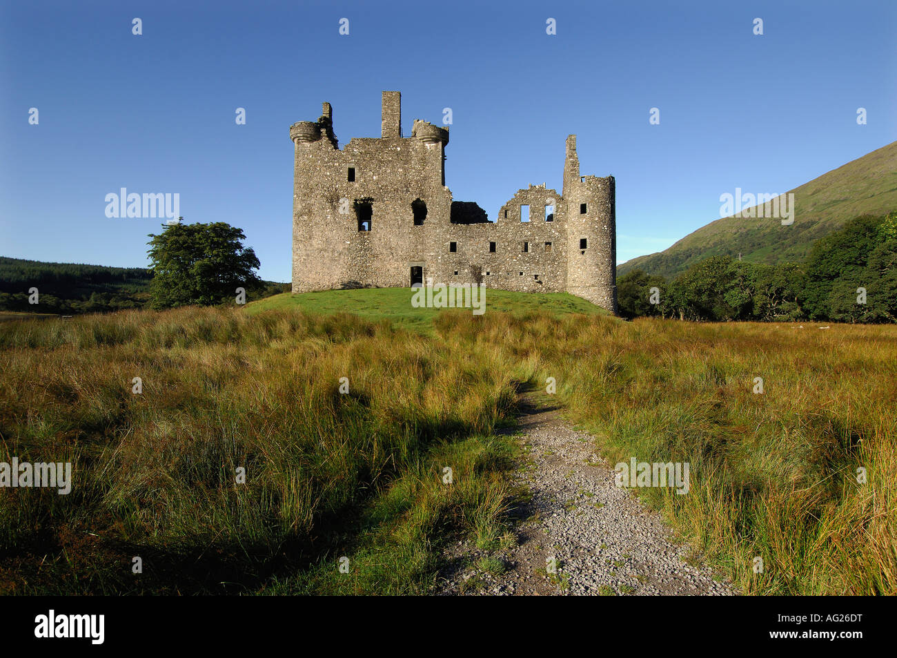 The Ruins Of Kilchurn Castle Under A Cloudless Blue Sky Loch Awe Argyll the-ruins-of-kilchurn-castle-under-a-cloudless-blue-sky-loch-awe-argyll