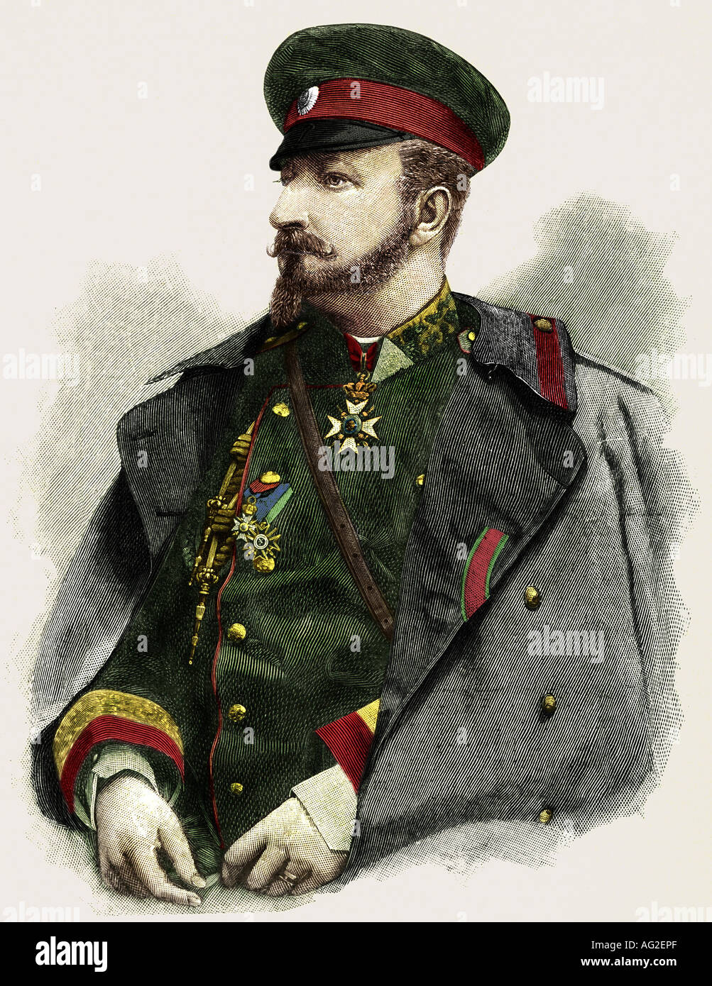 Ferdinand I., 26.2.1861 - 10.9.1948, King of Bulgaria 7.7.1908 - 3.10.1918, half length, engraving, 'Illustrierte Zeitung', number 2748, Leipzig, 29.2.1896, Stock Photo