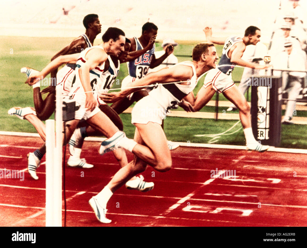 Hary, Armin, * 22.3.1937, German athlete (athletics), full length, Olympic Games, 100 metre finale, Rome, Italy, 1960, Stock Photo