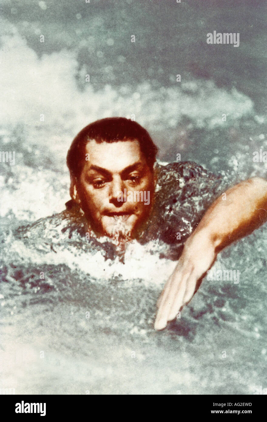 Weissmüller, Johnny, 2.6.1904 - 20.1.1984, American athlete (swimming) and actor, portrait, Olympic Games, Paris, France, 1924, Stock Photo