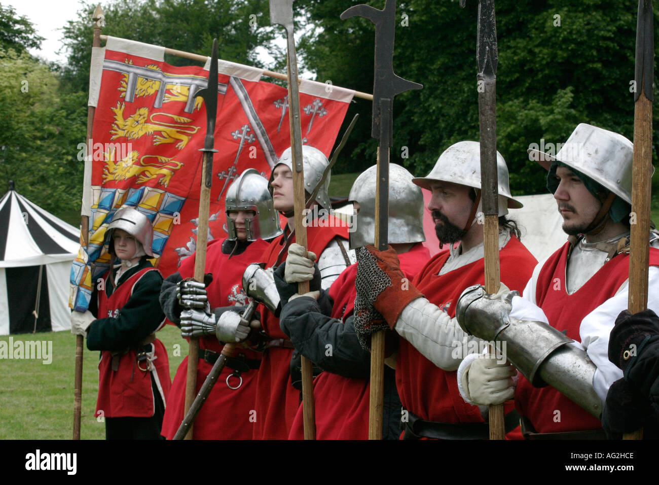 Medieval Soldiers wait for battle Stock Photo
