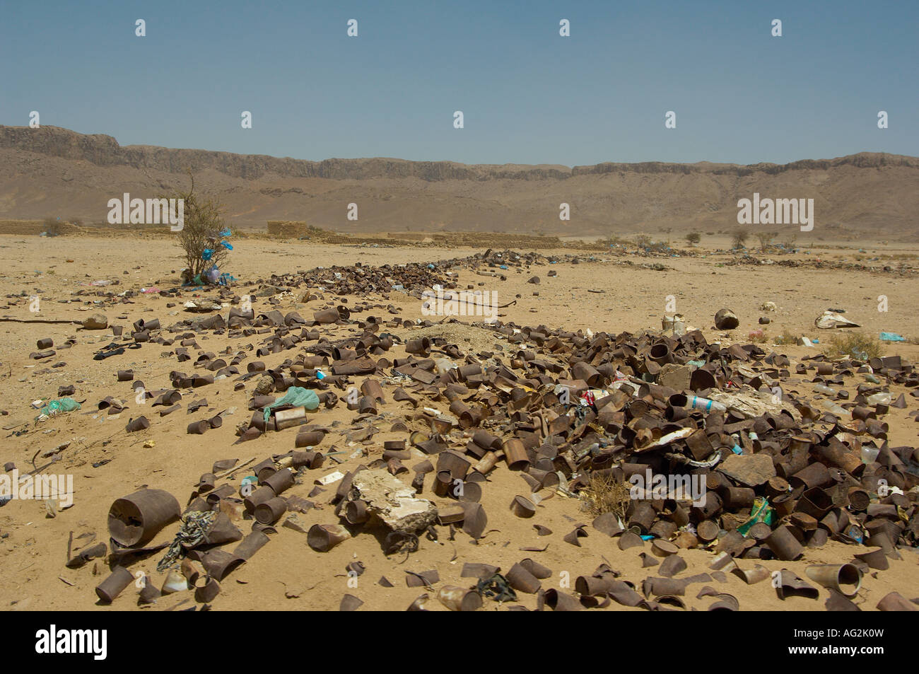 Rocks and garbage in the desert Stock Photo Alamy