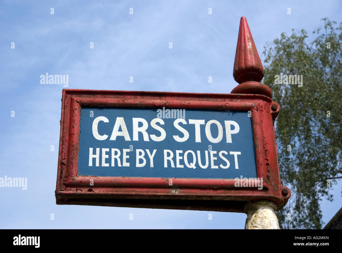 cars stop here by request Stock Photo
