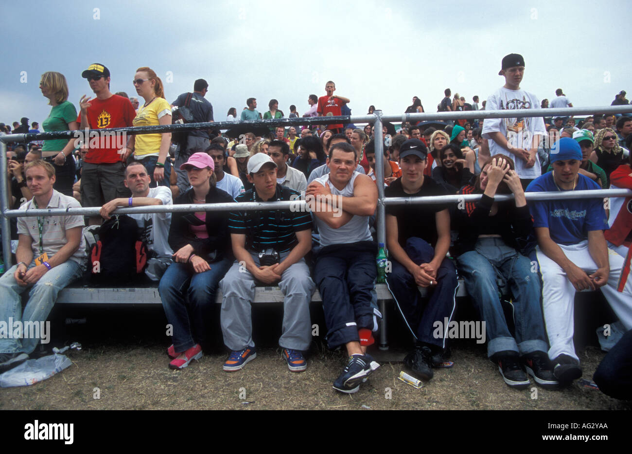 Multi racial audience watching break dancing at the Sprite Urban Games Stock Photo