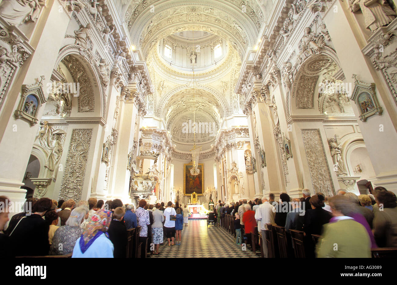The baroque style interior of Saints Peter & Paul church Vilnius Lithuania Stock Photo
