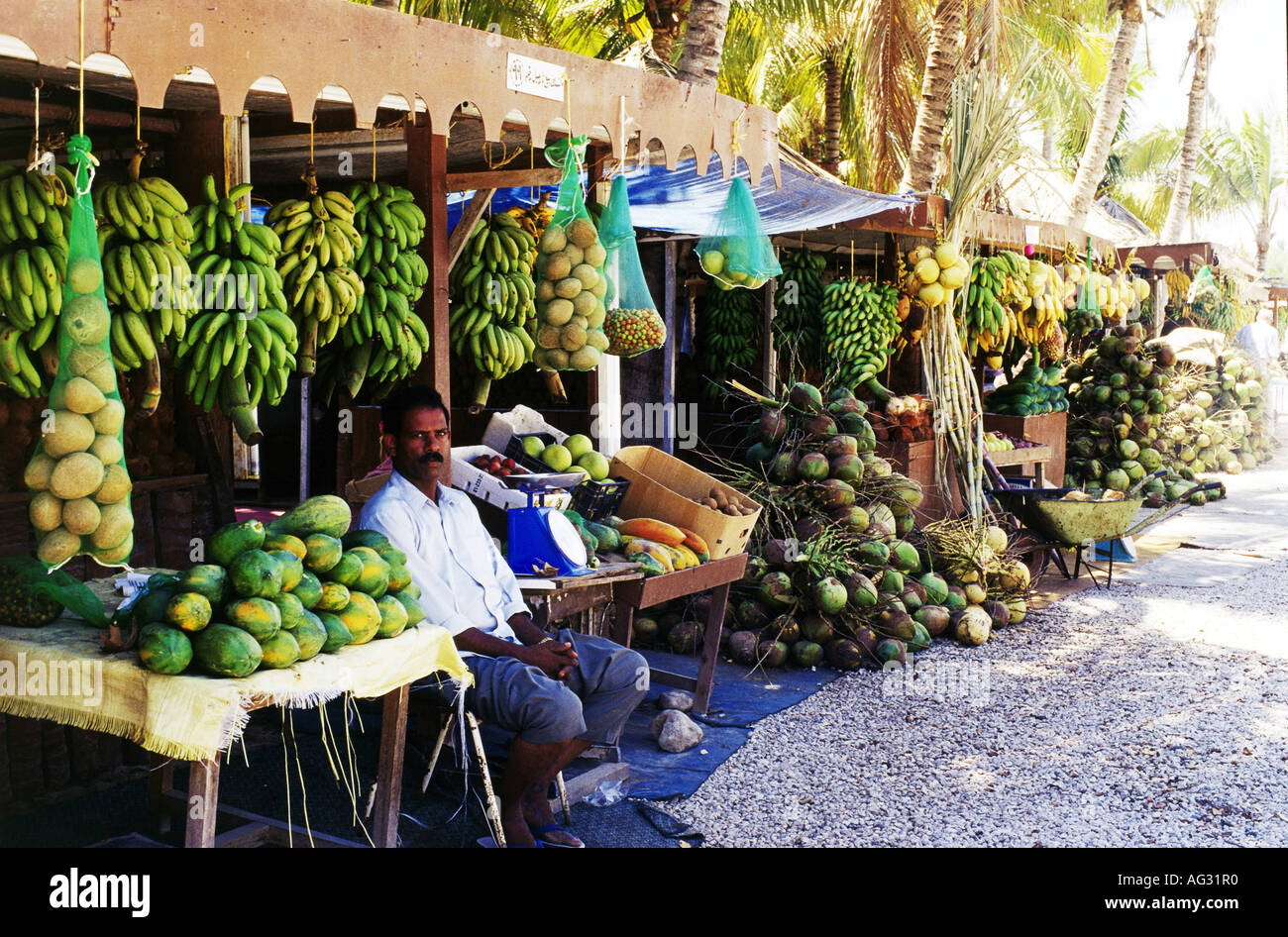 geography / travel, Oman, Salala, markets, market stands with fruits