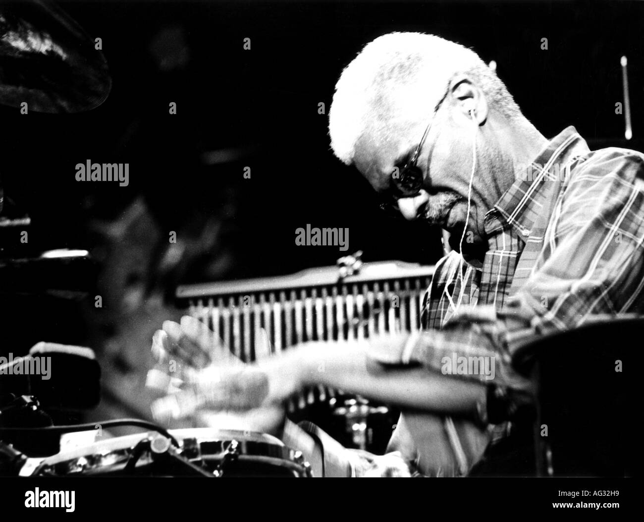 Alias, Don, 25.12.1939 - 28.3.2006, American musician (Jazz), with percussion, half length, live performance, Montreux Jazz Festival, July 1997, Stock Photo