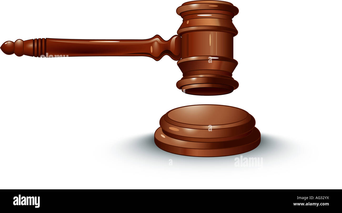 Realistic illustration of gavel isolated on white Stock Photo Alamy