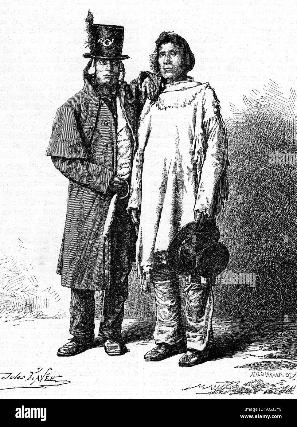 geography/travel, USA, people, Native Americans, tribes, Shoshone, Gosiute, engraving after drawing by Jules Lavee, 19th century, American Indians, North America, historic, historical, Stock Photo