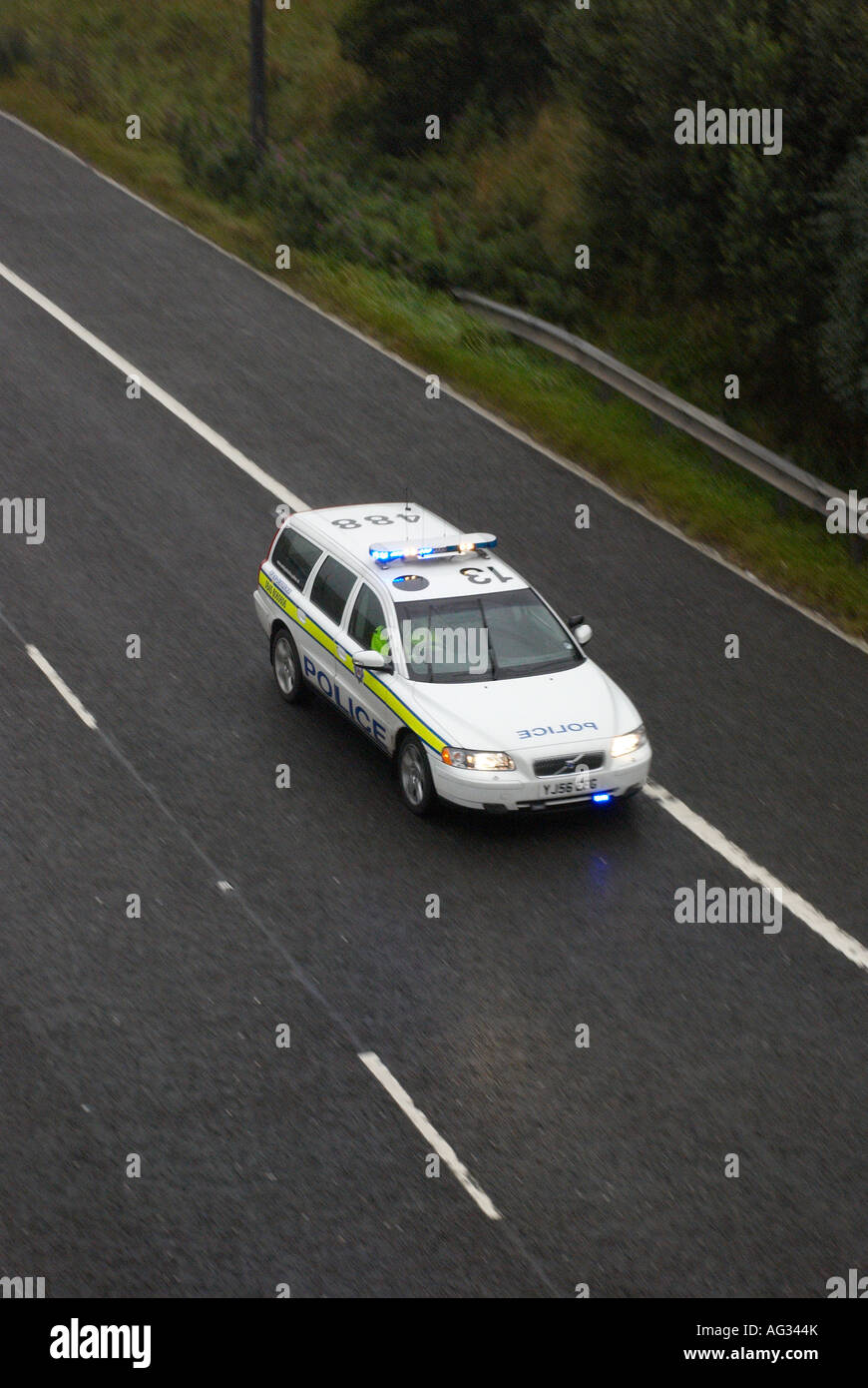 police car with flashing blue lights Stock Photo Alamy