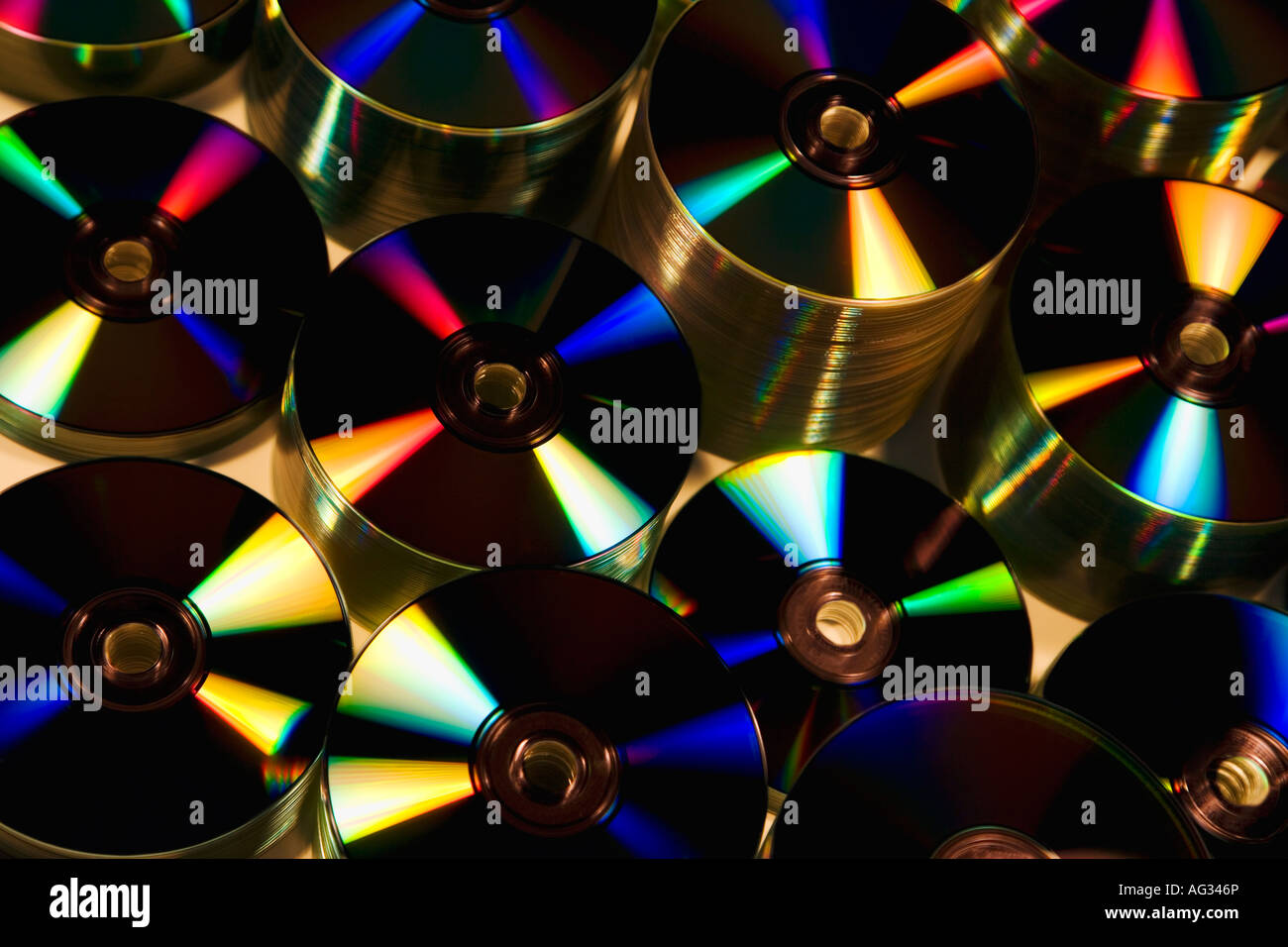 Stacks of compact discs Stock Photo