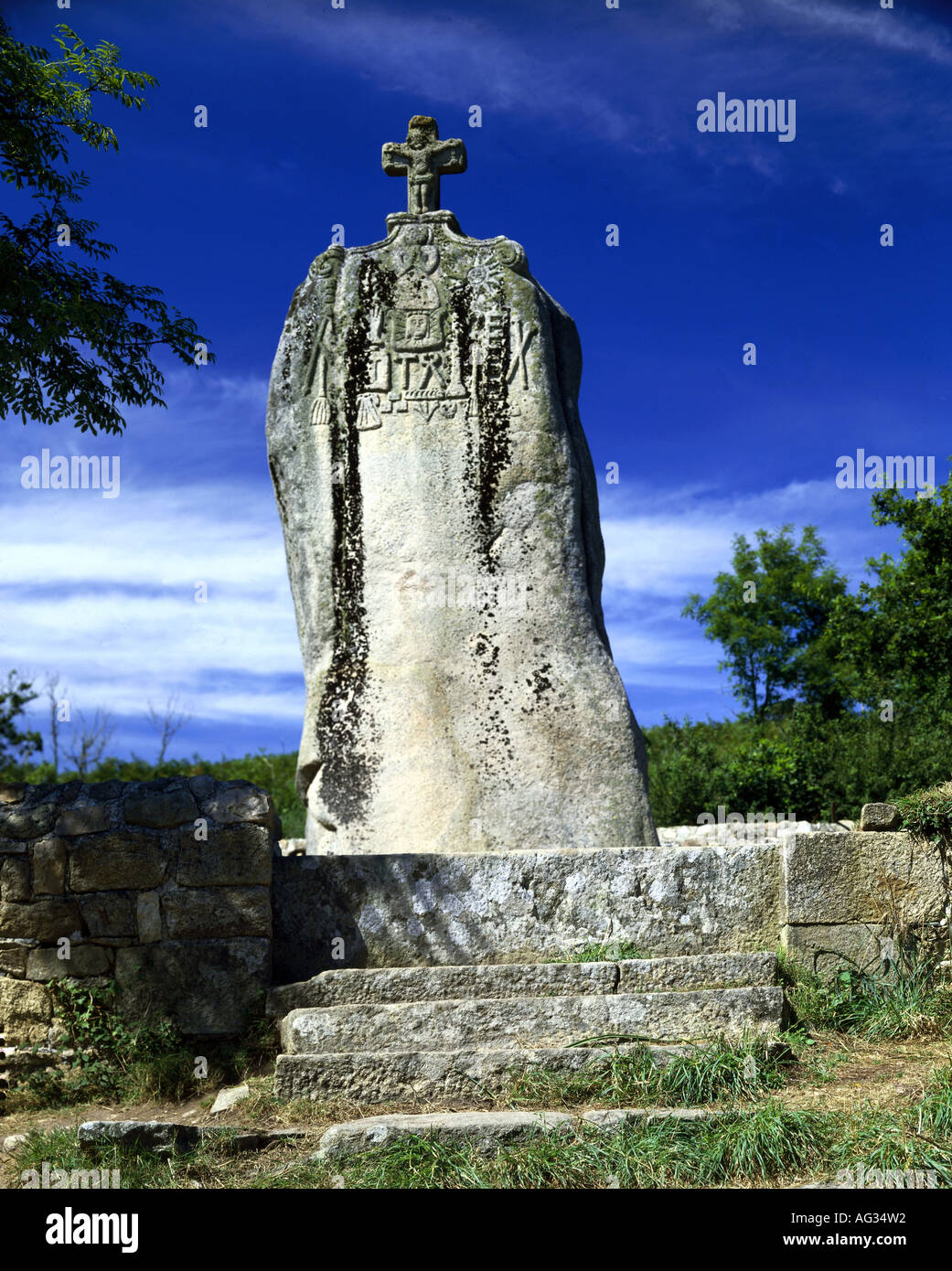 geography / travel, France, Callac, monuments, Breton menhir turned ...