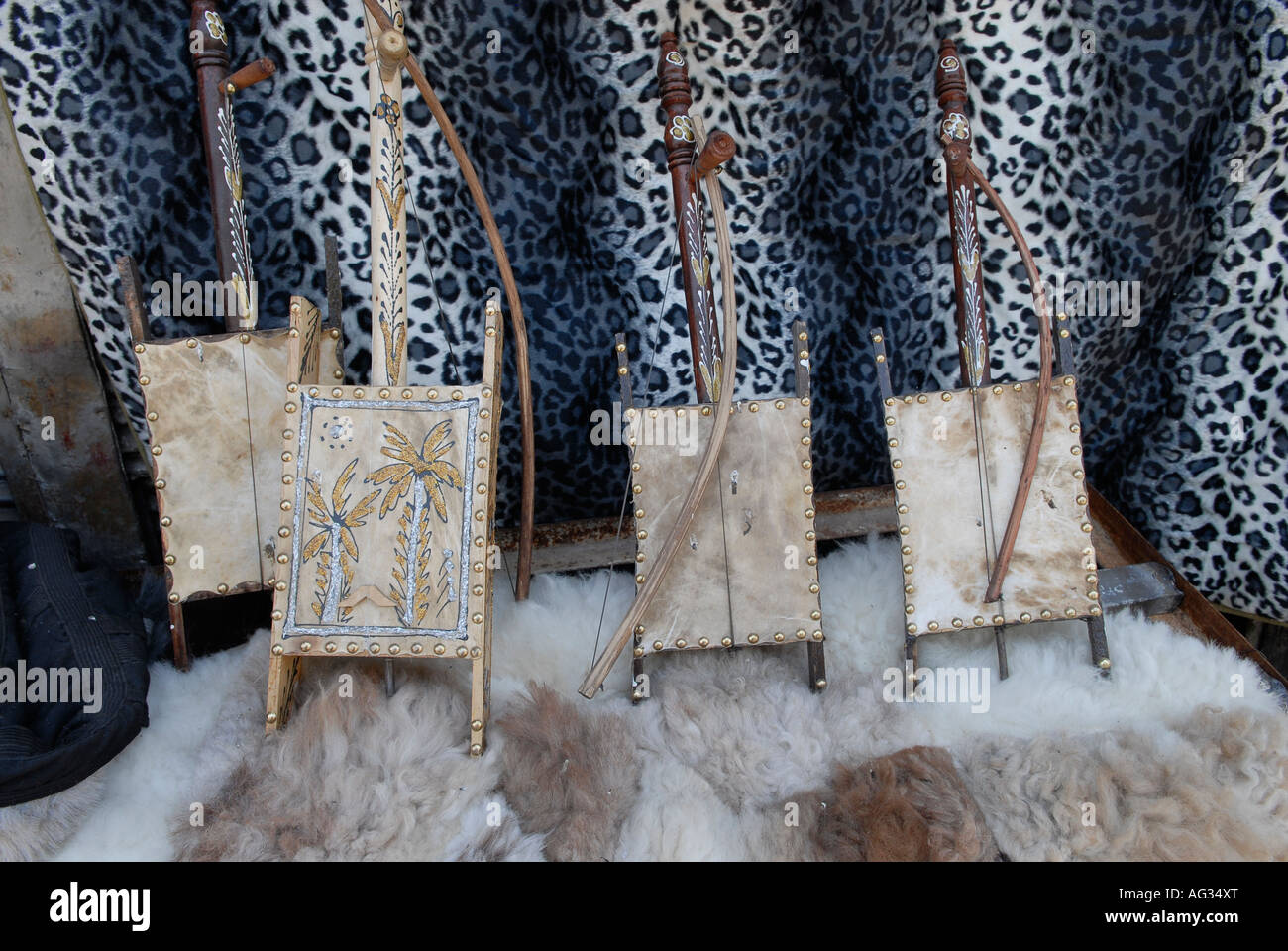 A traditional fiddle Bedouin Rababa, One horse tail string musical