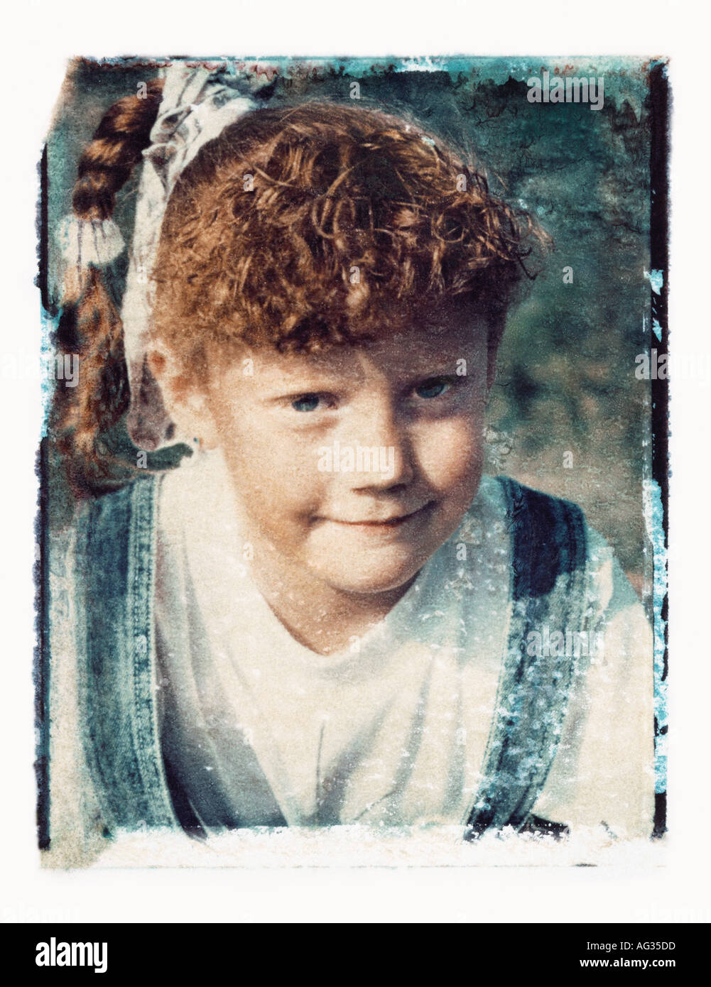 Polaroid transfer portrait of young red haired girl Stock Photo - Alamy