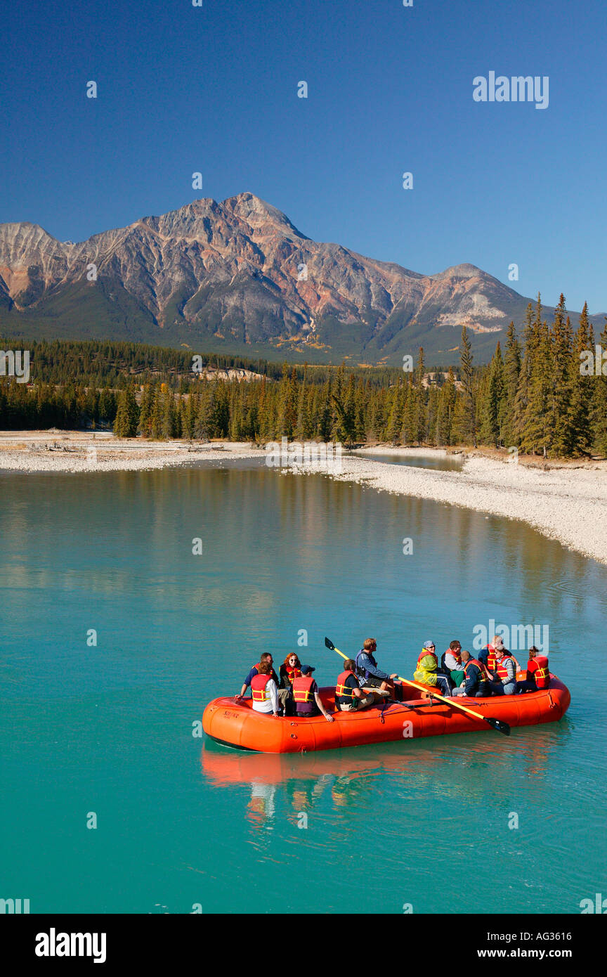 Rafting on the Athabasca River Jasper National Park Alberta Canada Stock Photo