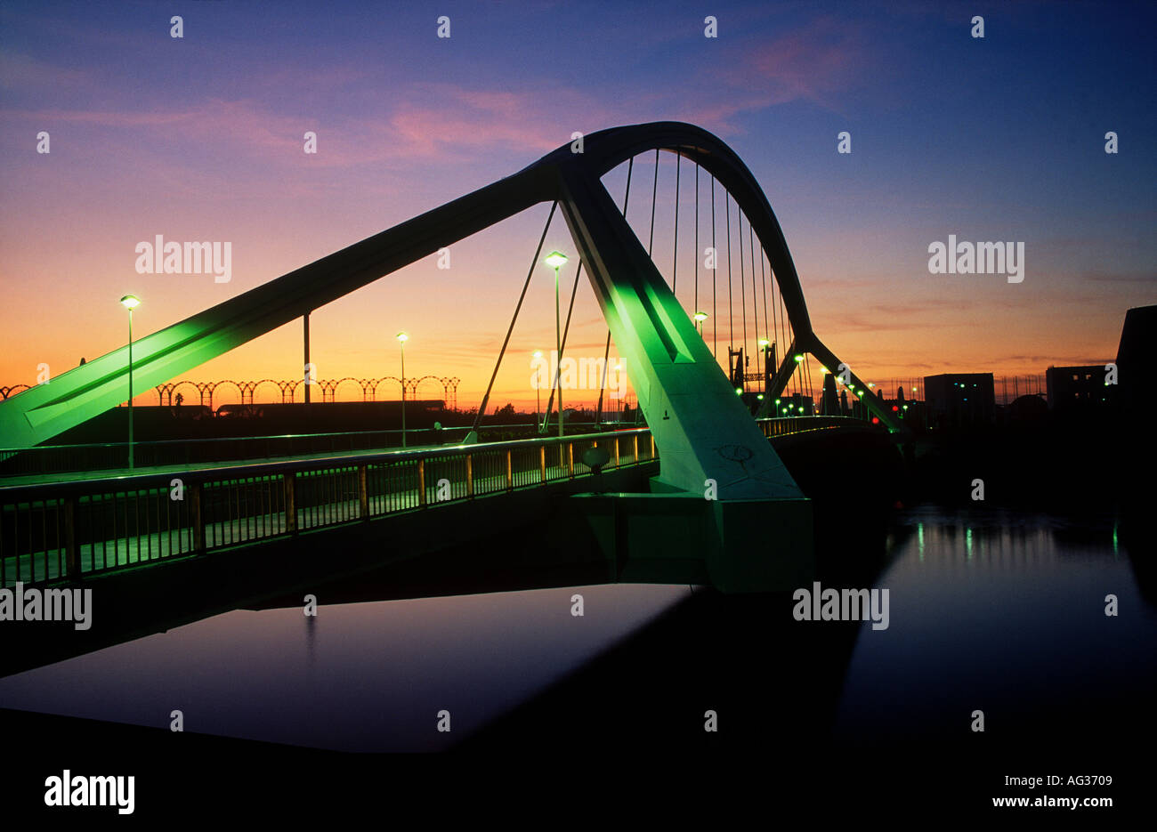 SEVILLE SPAIN THE BARQUETA BRIDGE CONSTRUCTED FOR THE 1992 WORLD S FAIR Stock Photo