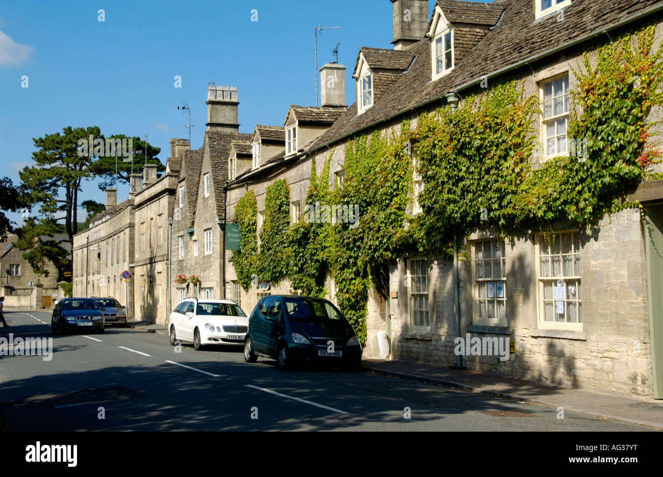 Traditional terraced houses in Northleach Gloucestershire England UK