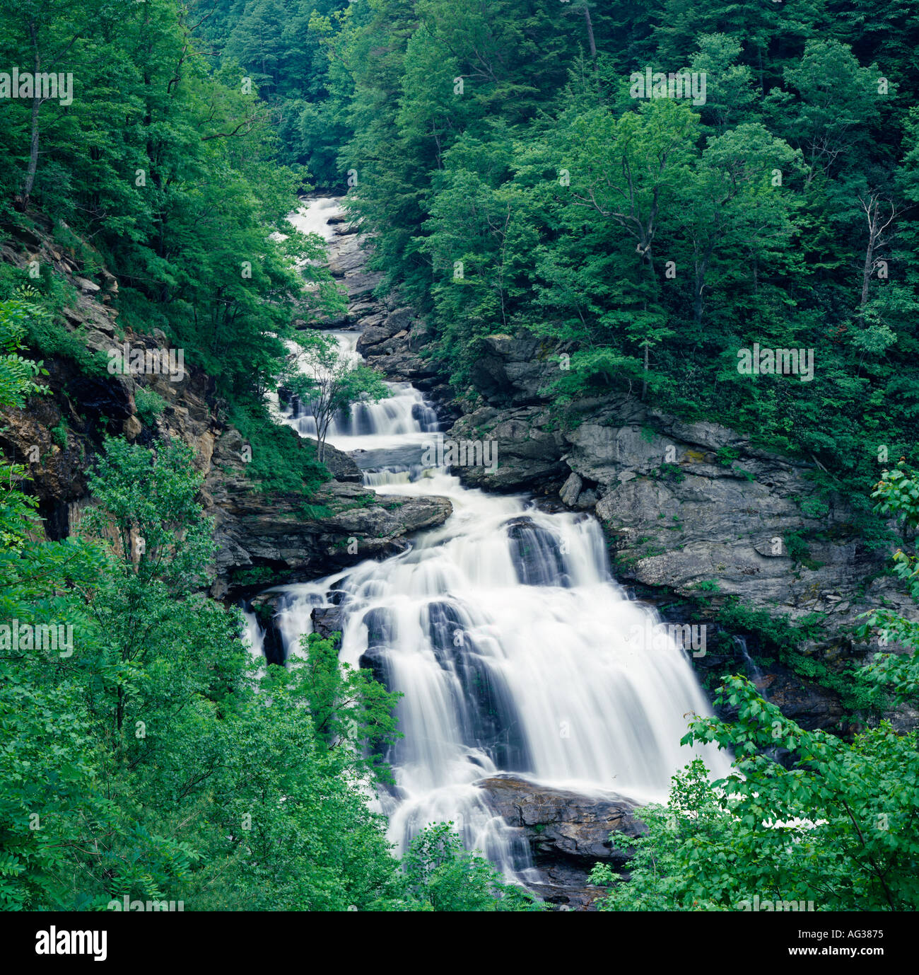 Cullasaja Falls in the Nantahala National Forest in North Carolina USA Stock Photo