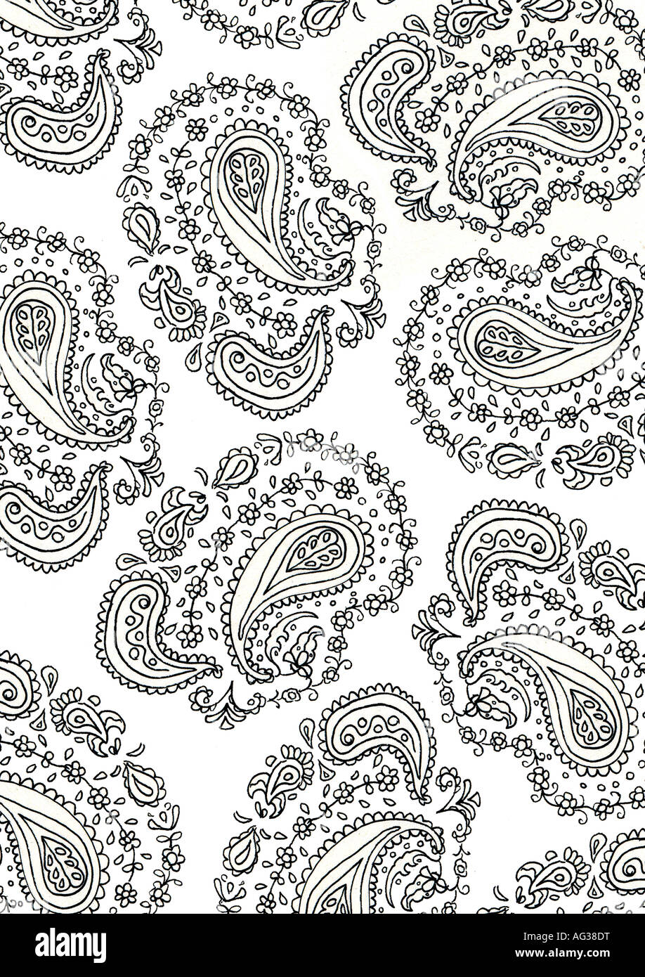 Hand drawn Paisley style repeat pattern Stock Photo