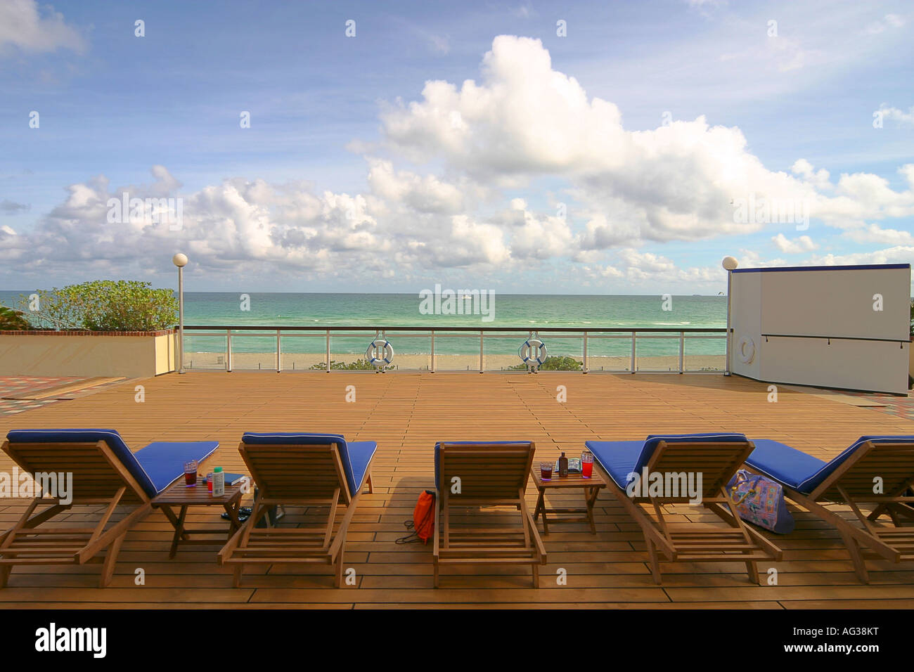 Lounge Chairs on Deck Stock Photo Alamy