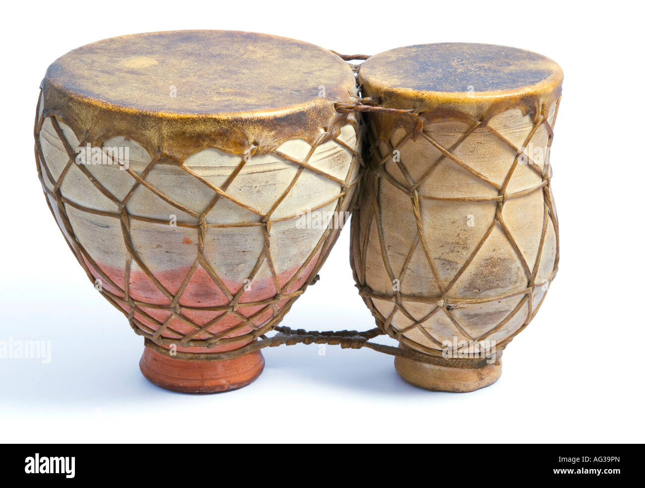 A Moroccan clay and goatskin bongo drum Stock Photo