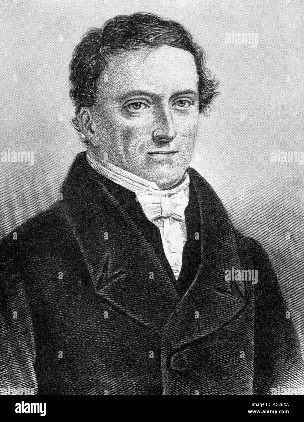 Herbart, Johann Friedrich, 4.5.1776 - 14.8.1841, German philosopher, psychologist and educationalist, portrait, engraving by Konrad Geyer, 19th century, Artist's Copyright has not to be cleared Stock Photo