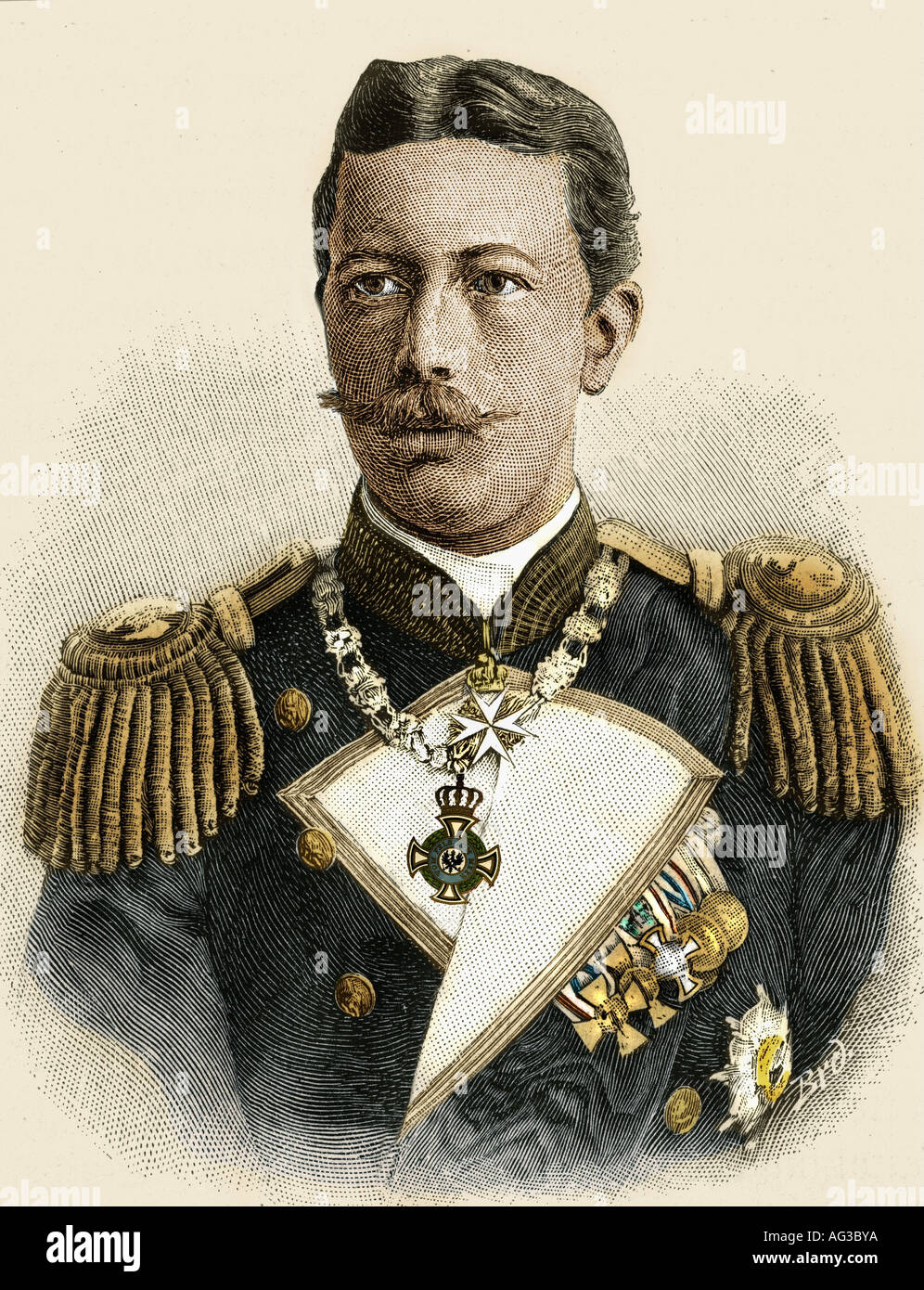 Heinrich, 14.8.1862 - 20.3.1929, Prince of Prussia, German admiral, portrait, engraving, circa 1900, Hohenzollern, Imperial Navy, Germany, Henry, later coloured, Stock Photo