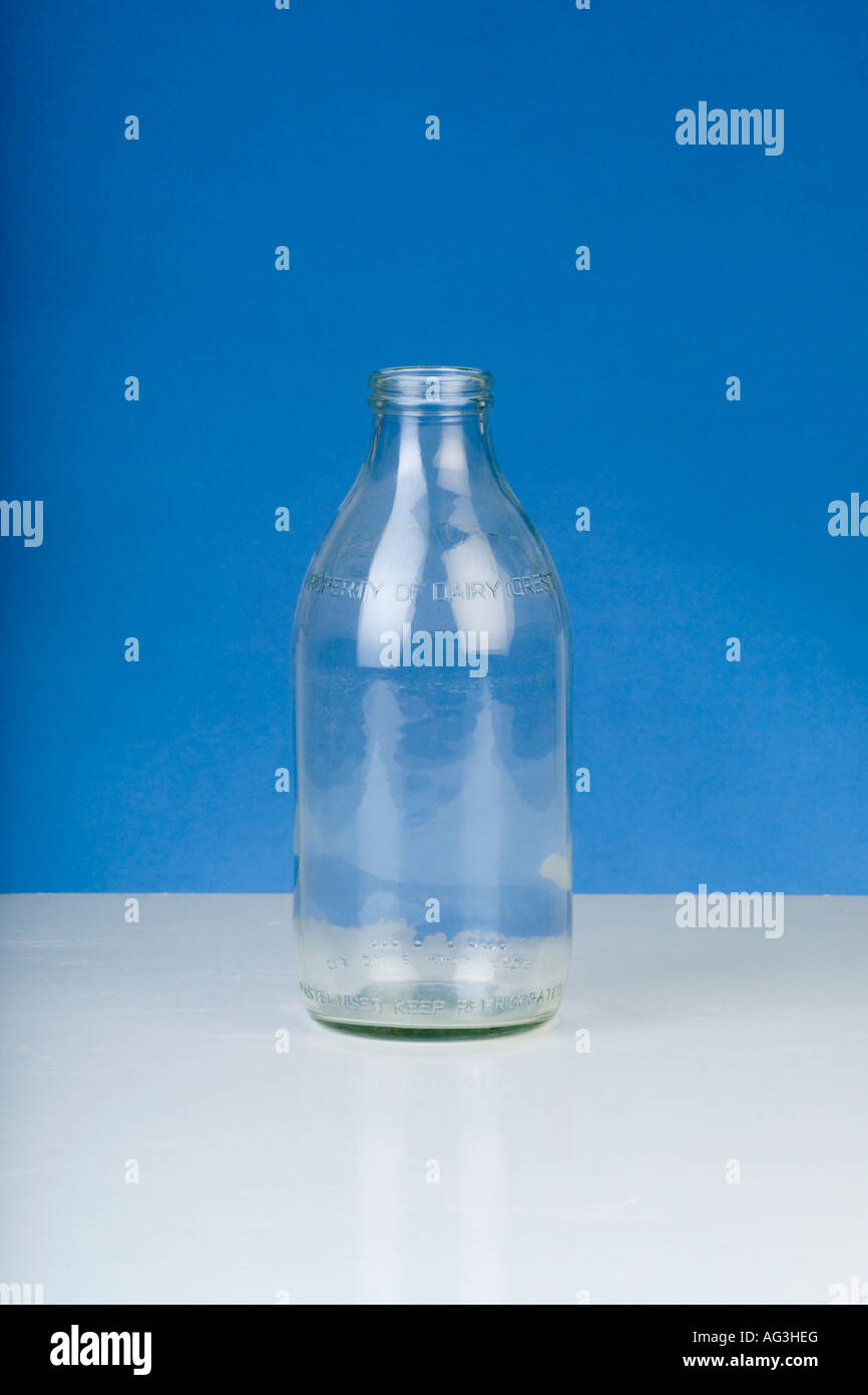 Empty glass milk bottle hi-res stock photography and images - Alamy