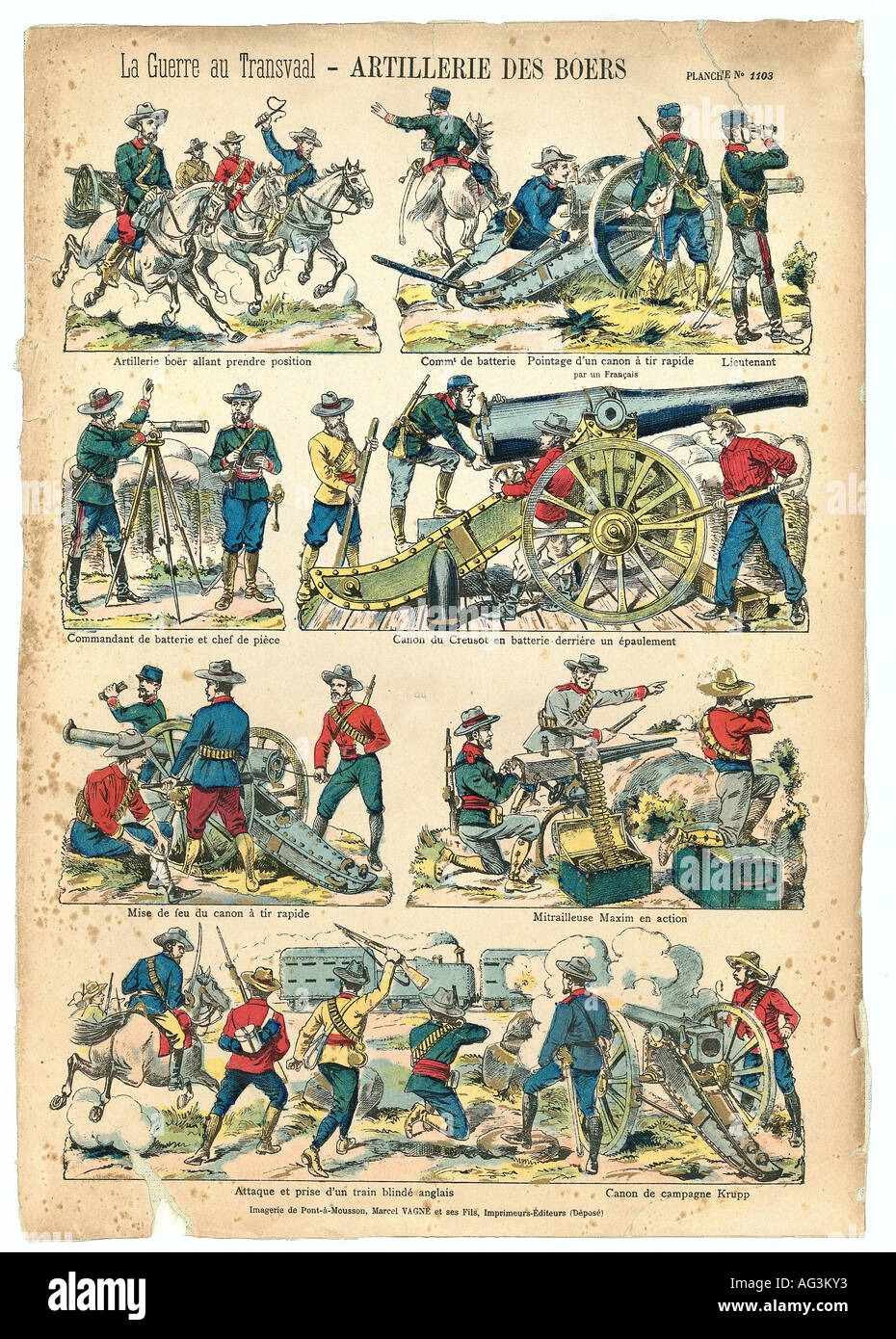 events, Second Boer War 1899 - 1902, Boer Artillery, print, 1900, series 'La Guerre de Transvaal', published by Marcel Vance et ses fils, Pont-a-Mousson, France, , Stock Photo