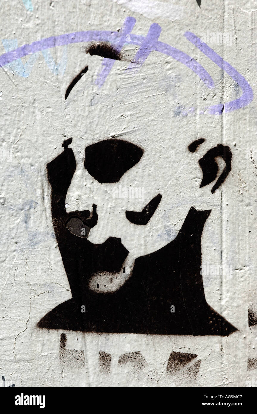 Head Face Mohawk Punk Man Male Portrait Stencil Art Stock