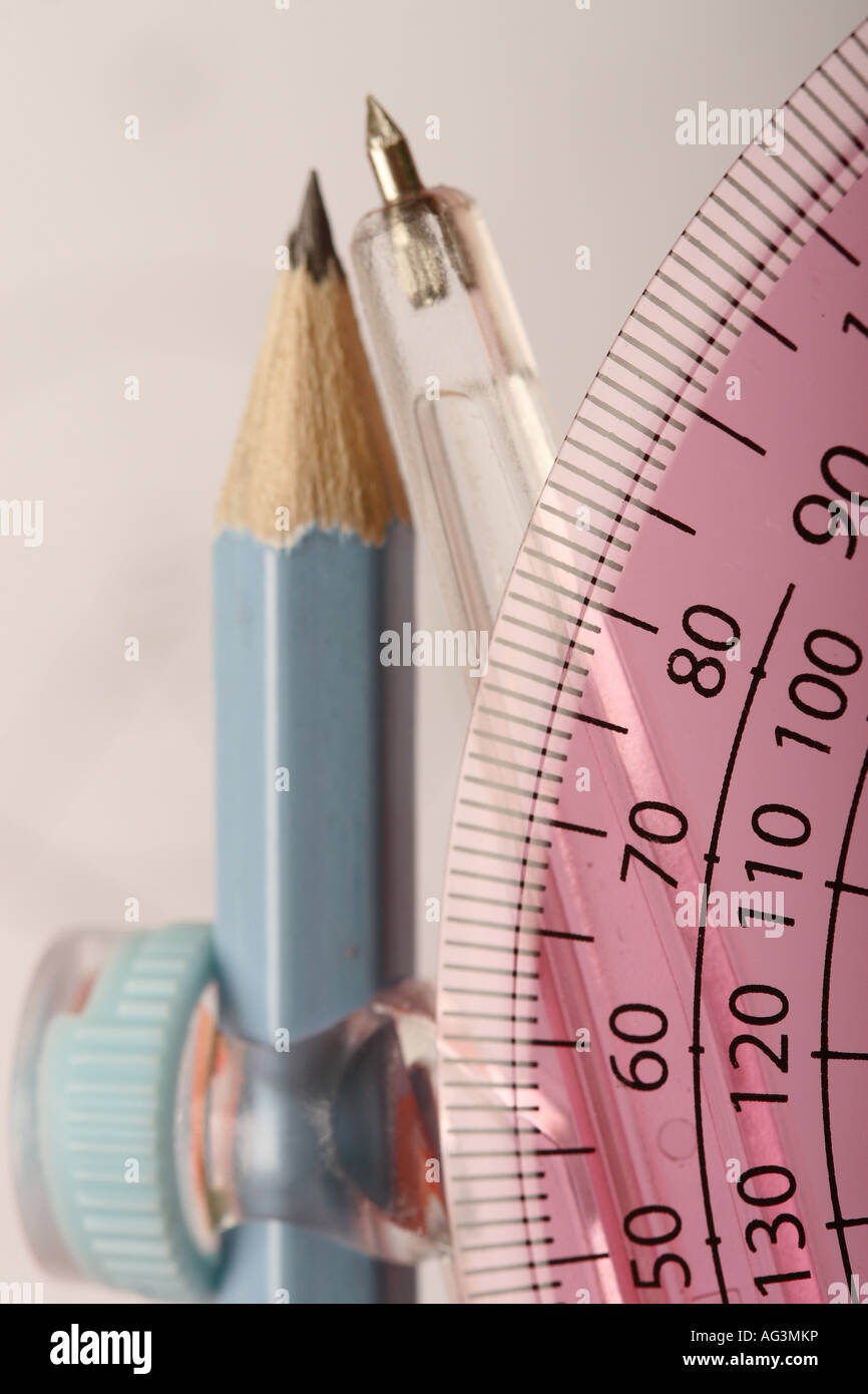 School compass and protractor Stock Photo Alamy