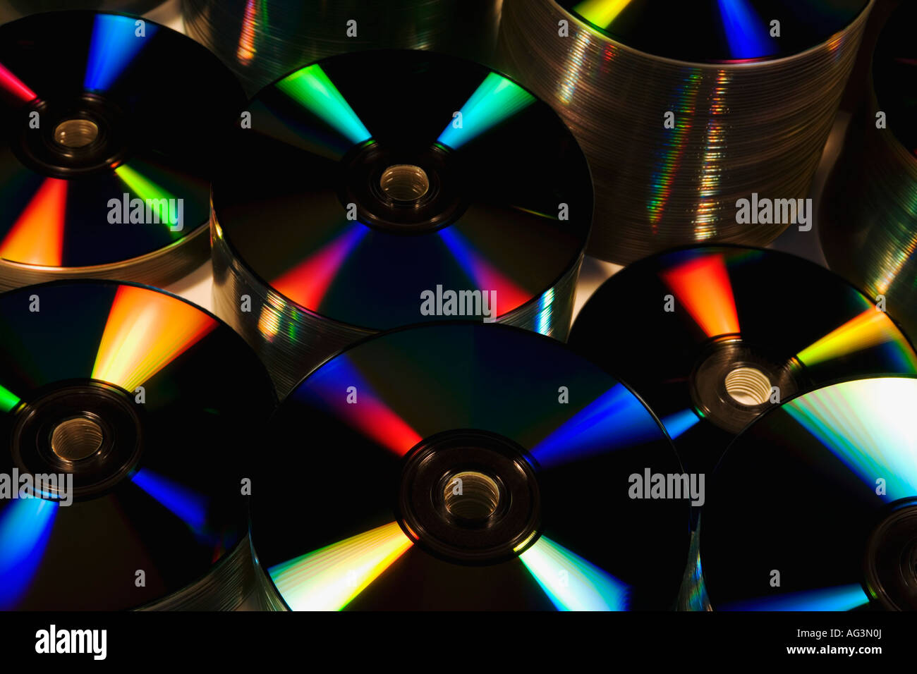 Stacks of compact discs Stock Photo
