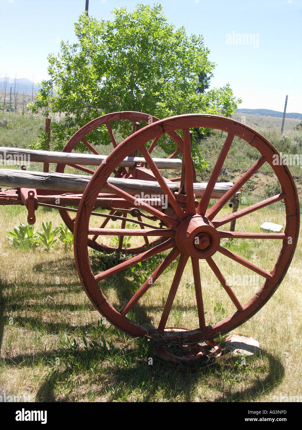 Fourteen Spoke Wagon Wheels Stock Photo