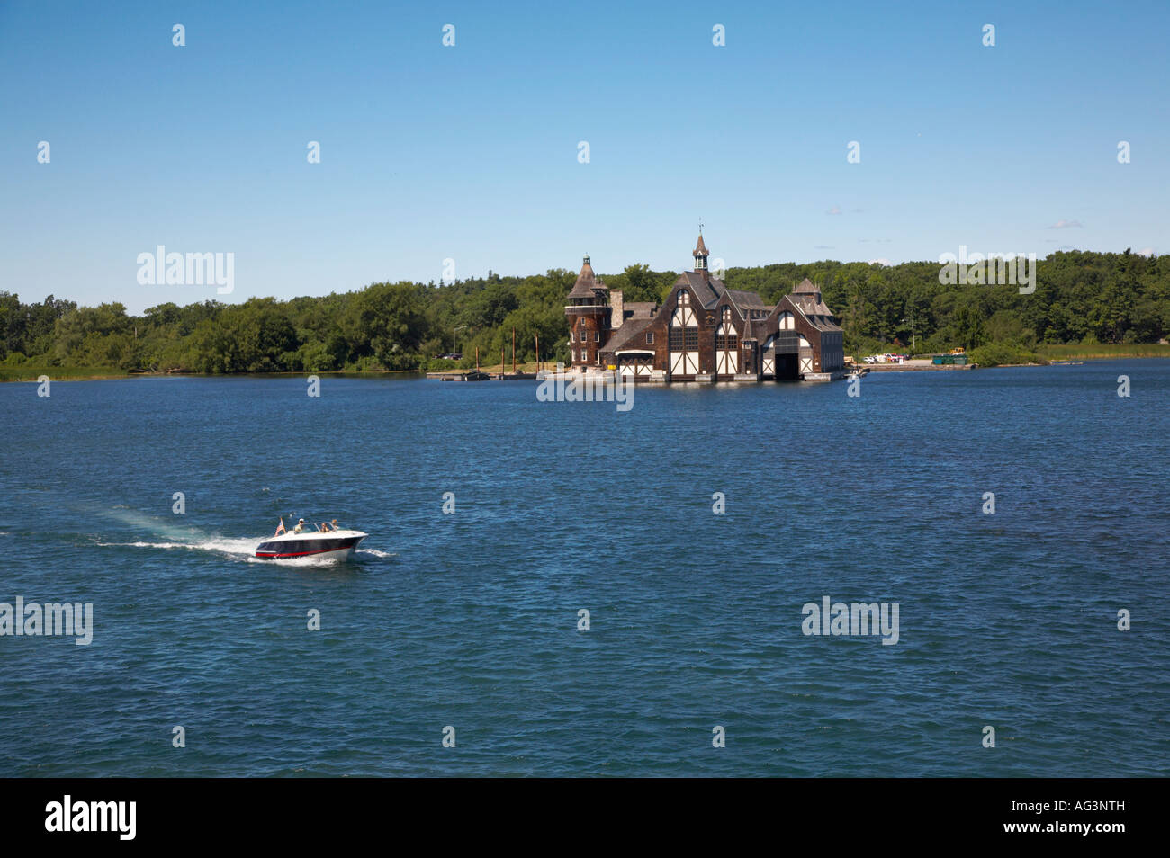 Boldt Castle boathouse in the Thousand Island St Lawrence River region