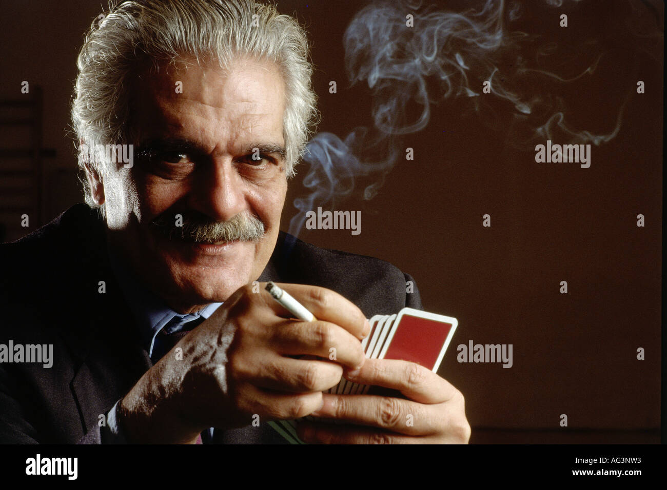 Sharif, Omar, 10.4.1932 - 10.7.2015, Egyptian actor, portrait, playing cards, 1990s, Stock Photo