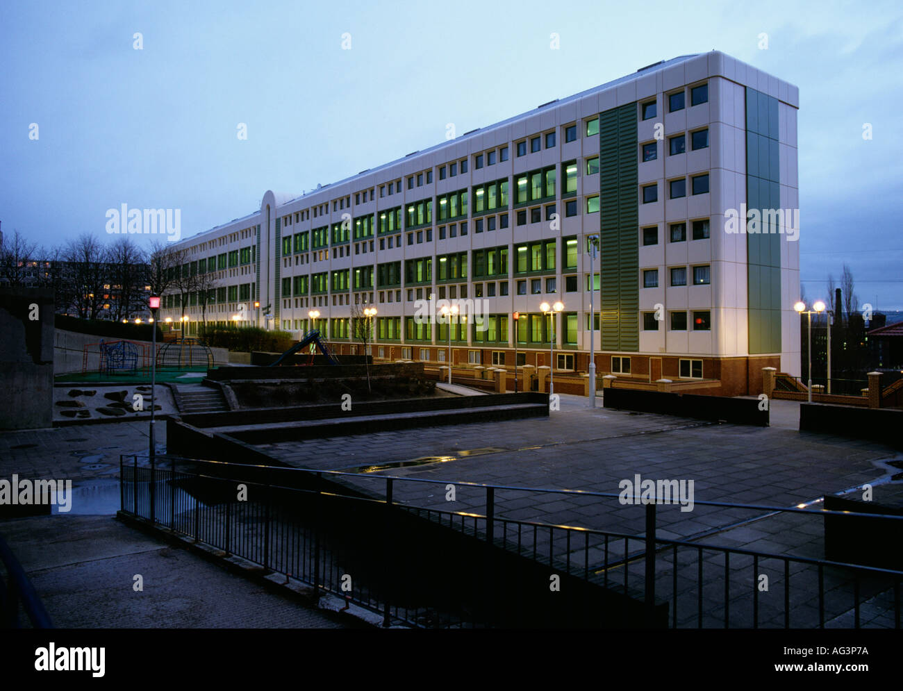 UK Cheshire Stockport housing evening view of Stonemill Terrace