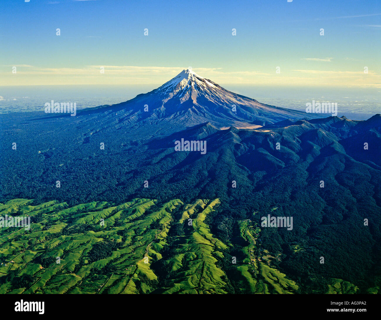 Aerial view of Mount Egmont New Zealand Stock Photo Alamy