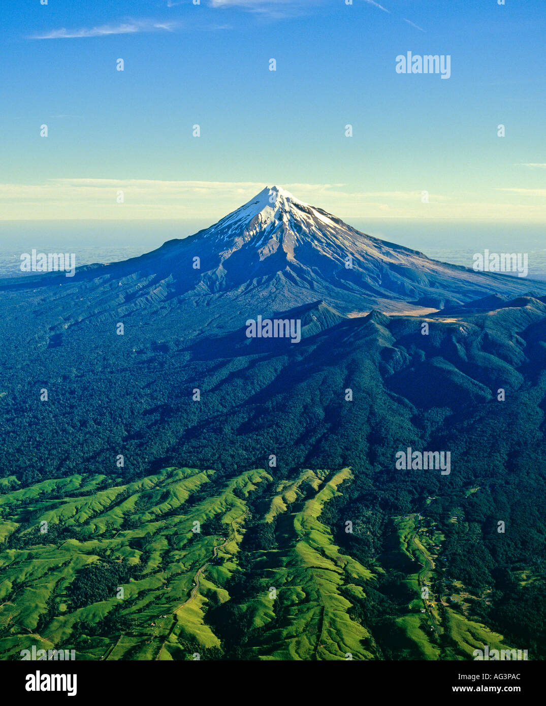 Aerial view of Mount Egmont New Zealand Stock Photo Alamy