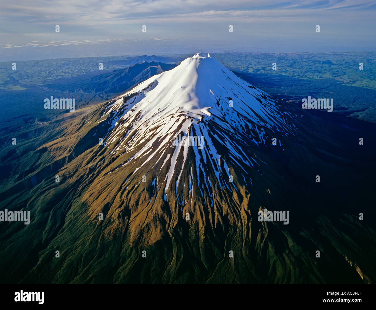 Aerial view of Mount Egmont New Zealand Stock Photo Alamy