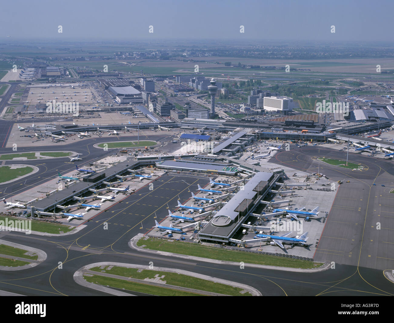 Aerial view of Schipol airport Amsterdam Holland Stock Photo