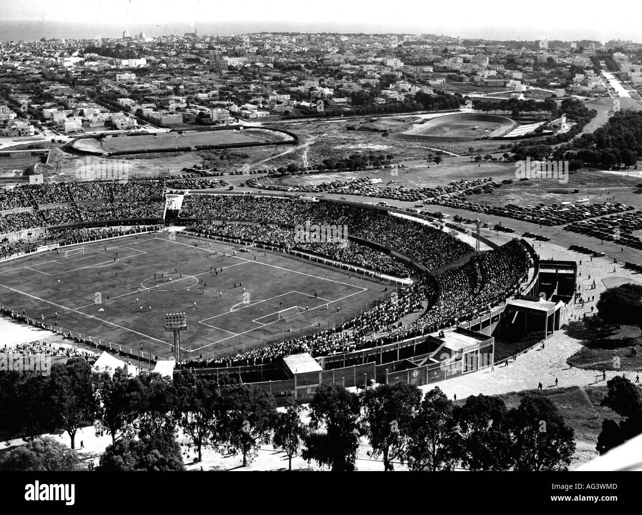 geography / travel, Uruguay, Montevideo, football stadium, Estadio Centenario, built 1929 - 1930, by Juan Antonio Scasso, 1950s, 50s, cities, buildings, building, South America, stadiums, sports stadium, SOAM, , Stock Photo