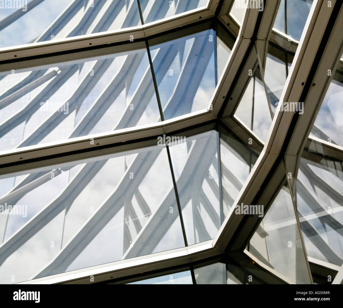 Glass reflections, Christchurch Art Gallery, New Zealand Stock Photo