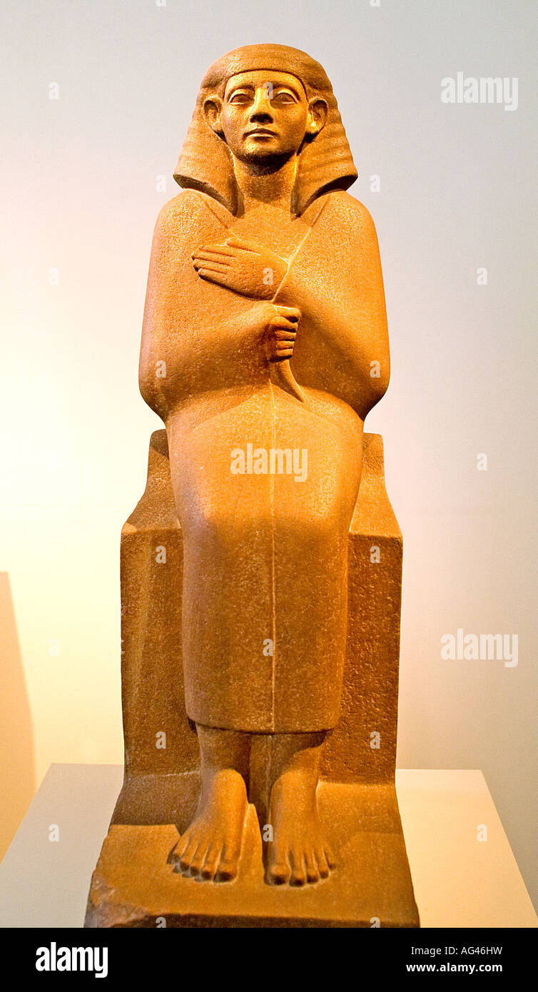 Chertiho Sitting picture of Chertihotep, 12th Dynasty, c. 1900 B.C. Red-brown sandstone, in the gyptsches Stock Photo