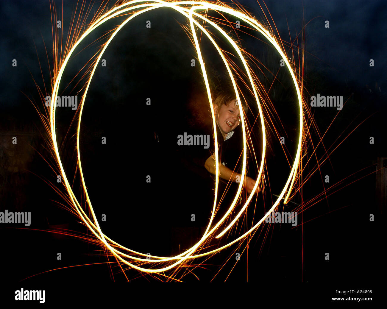 Fireworks. Family firework display at home. Essex, England