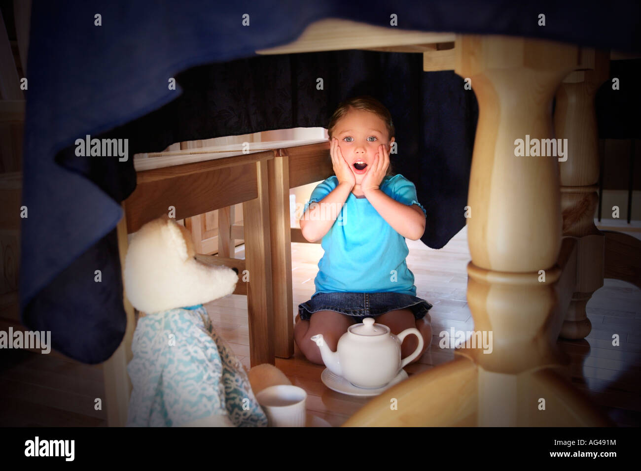 Girl having a tea party Stock Photo - Alamy