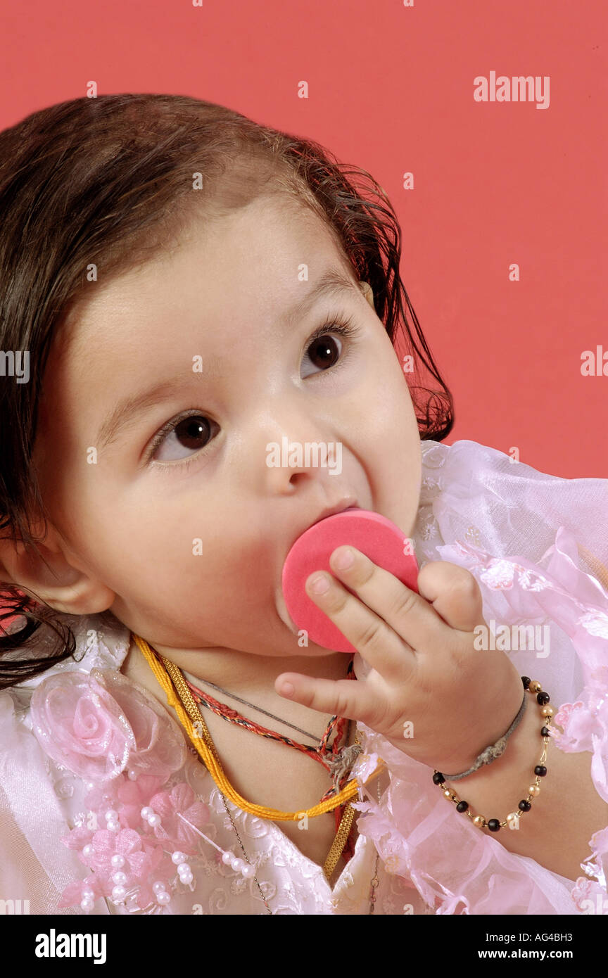 HMA79240 South Asian Indian small baby girl child in different moods Model released Stock Photo