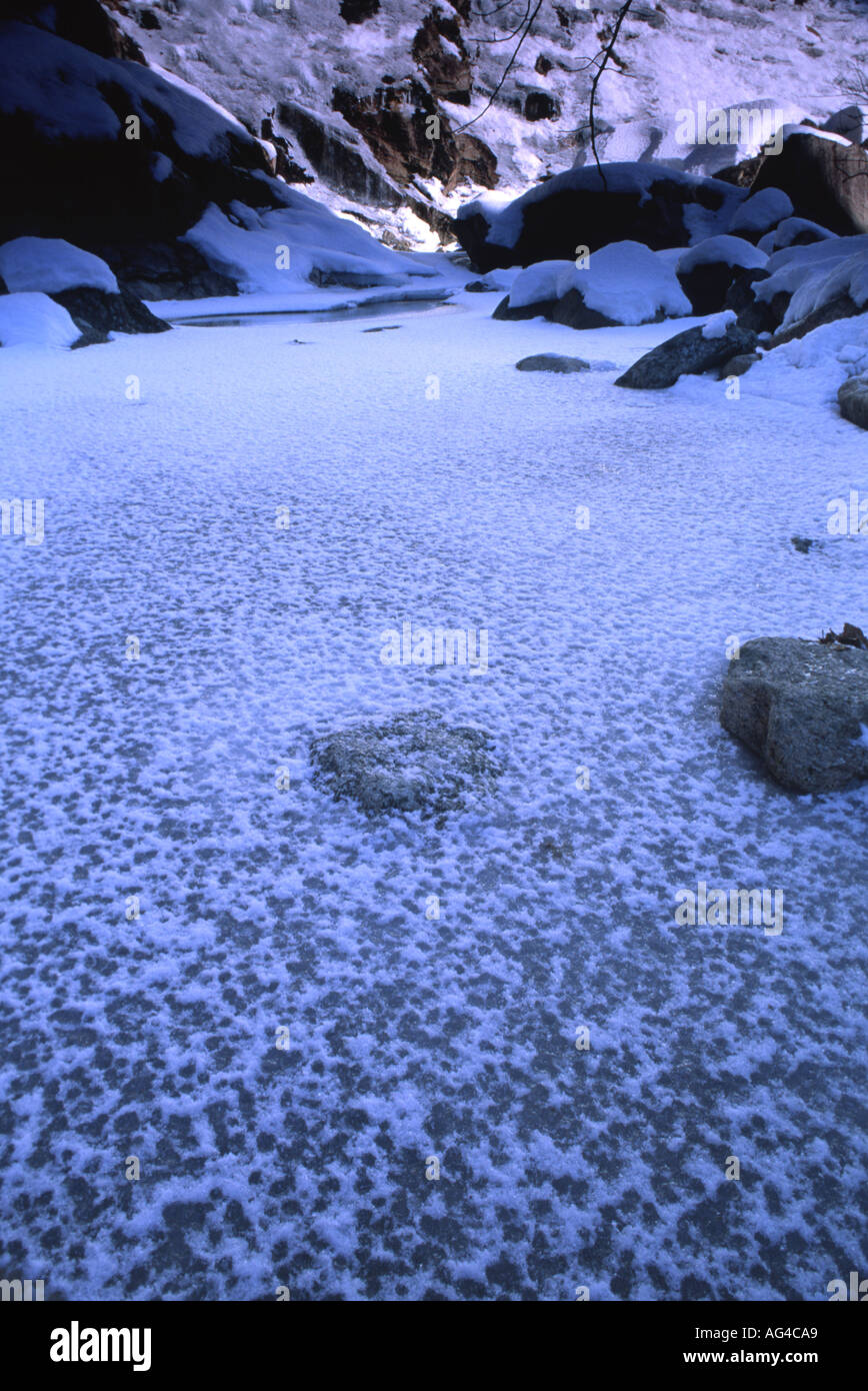 Frozen creek in the Chonbuldong valley Mt Sorak National Park Stock Photo