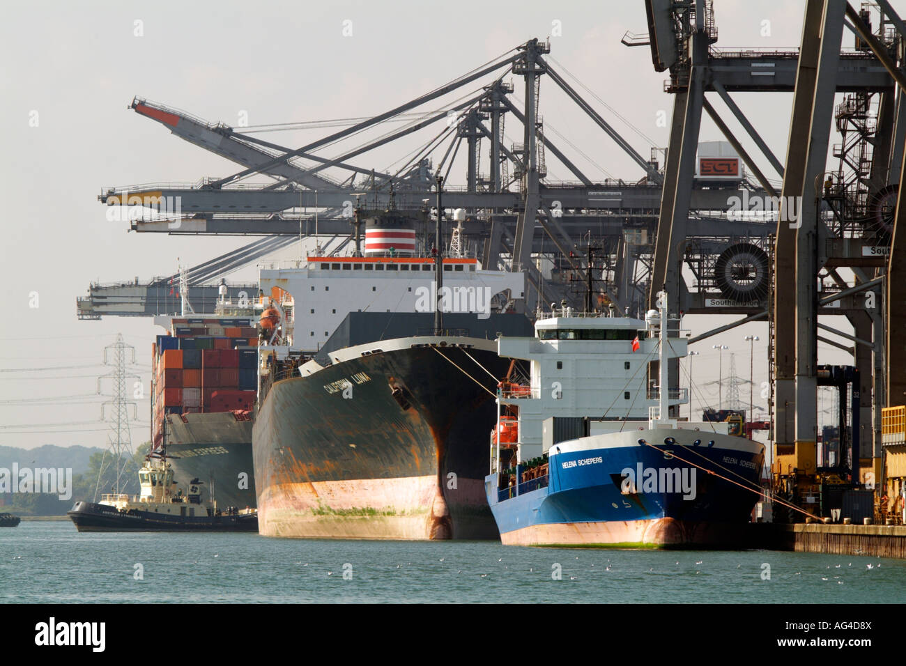 SCT Southampton Container Terminal southern England UK Ships Loading and Unloading Stock Photo